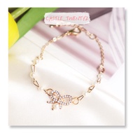 READY STOCK「CT2」Diamond Rhinestone Ribbon Bow Pearl Bracelet