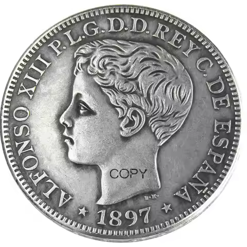 Puerto rico 1897 1 Peso Silver Plated Copy Coins(Type1)