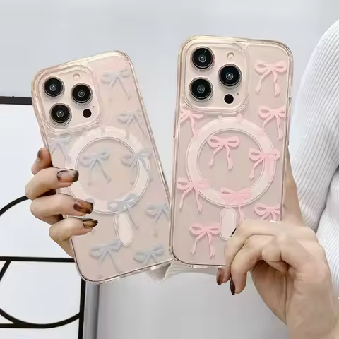 Flower Y2K Pink Bow Magsafe Magnetic Charging Case for Samsung Galaxy S25 S24 S22 S23 Ultra Plus S25