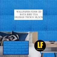 aa wallpaper foam biru tua bata 3d bata warna biru tua premium - 70cm x 385cm biru tua