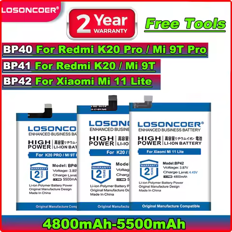 LOSONCOER 5500mAh BP40 For Xiaomi Redmi K20 Pro / Mi 9T Pro BP41 For Redmi K20 / Mi 9T BP42 Battery 