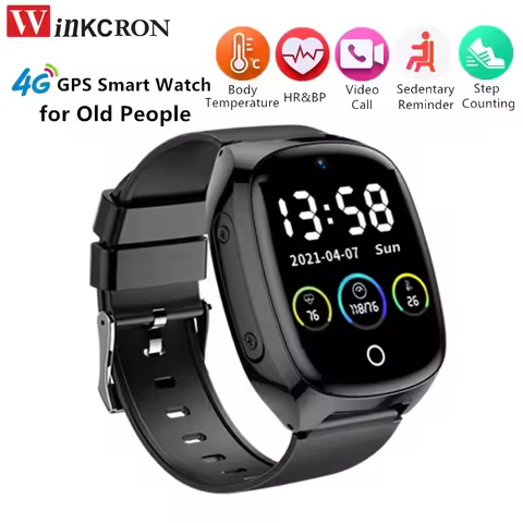 4G Elderly Tracker Smart watch D300 Body Temperature Heart Rate Blood Pressure GPS Location Tracking
