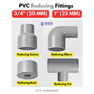 [ 3/4" / 1" ] Bina PVC Reducing Fittings 20 MM 25 MM / PVC Connector/Paip Sambung /Reducing Socket Elbow Tee Bush