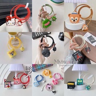 【50 Colors】Creative 3D cute cartoon silicone Cable Protector Case for iPhone 15 14 13 12 11 18W/20W 
