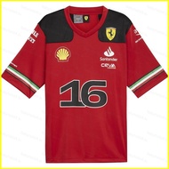 B4 2023-2024 Scuderia Ferrari Racing Charles Leclerc Tshirt Short Sleeve Sport Tee Plus Size Special