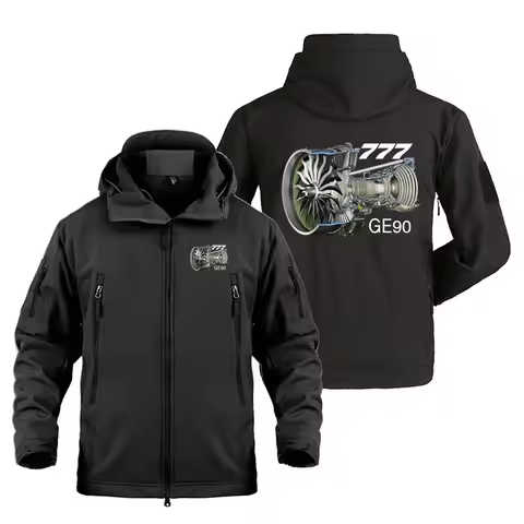 777 GE90 Engine Aviation Pilots Outdoor Military Men's Tactical Shark Skin Fleece Warm SoftShell Coa