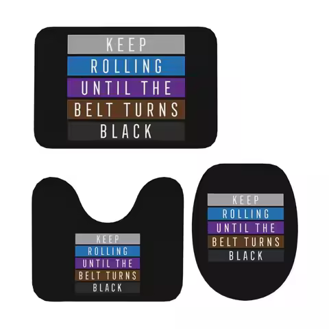 Jiu Jitsu BJJ Keep Rolling Light 3 Piece Bath Mat Bathroom Set Toilet Lid Cover Home Decor Non-Slip 