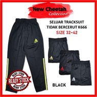 SELUAR TRACKSUIT KANAK-KANAK DAN DEWASA SIZE 32-42 / SELUAR TRACKSUIT TIDAK BERCERUT K666 / SELUAR TRACK BUDAK BLACK