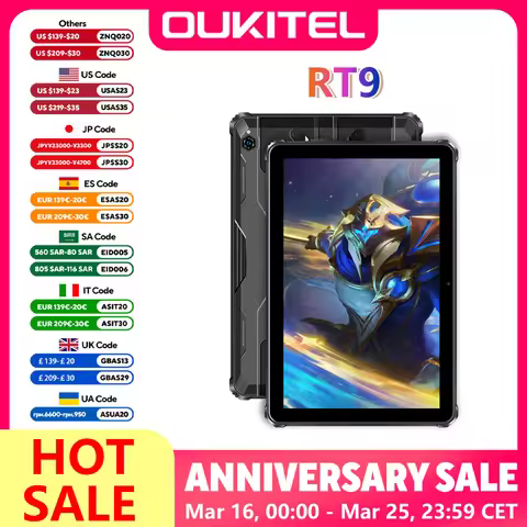 Oukitel RT9 10.1" HD Display Rugged Tablet 11000mAh Battery 24GB RAM 256GB ROM Rugged Table Android 