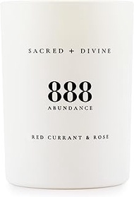 Sacred + Divine 888 "Abundance Scented Intention Candle, Red Currant and Rose, Angel Number Manifest