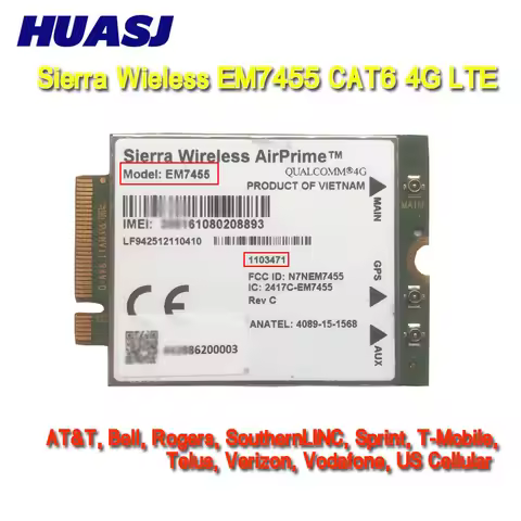 Sierra Wireless AirPrime EM7455 4G LTE Cat-6 M2 Module 1103471 1103184 FDD/TDD LTE NGFF MODULE