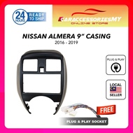 Nissan Almera 2016 to 2019 9 inch android player casing with socket plug and play