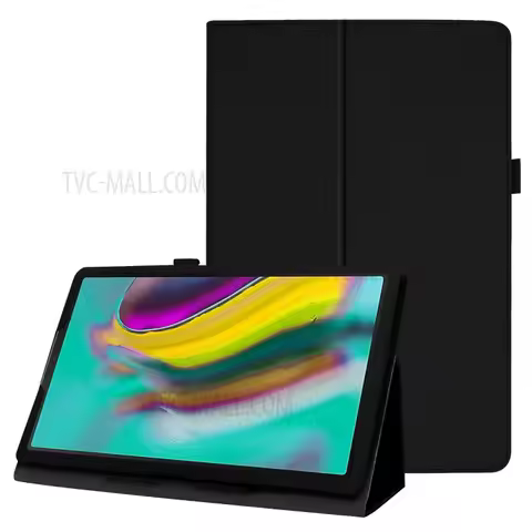 Litchi Texture Leather Stand Protective Case for Samsung Galaxy Tab S5e SM-T720 - Black