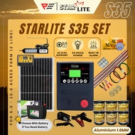 StarLite S35 Energizer 1.6MM Set for 5.0 - 15.0 Acres (AC/DC) Aluminium Wire Solar Panel Electric Fe
