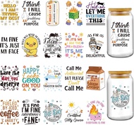 AFRITEE UV DTF Cup Wraps - 20 Sheets Sarcastic Quotes UV DTF Cup Wraps for 16 oz Glass Funny Humorou
