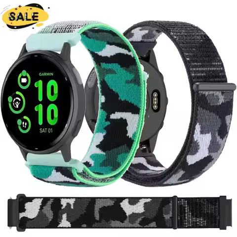 20mm 22mm Nylon Strap For Garmin Forerunner 55 165 965 265 Camouflage Loop Bracelet Garmin Venu 3 2/