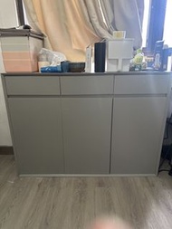 Grey 3-Door Storage Cabinet with Shelves