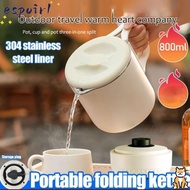 ESPOIR Mini Kettle, Portable 800ml Electric Kettle, Upgraded  Foldable 304 Stainless Steel Two Gear 