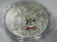 21st World Cup Russia 2018 Soccer Football 1 kg kilo Colored Silver Plated Coin Round 1kg