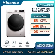 [FREE Installation] Hisense 2 in 1 Front Load Washing Machine & Dryer (8.5/6kg-10.5/7kg) Silver WD3Q