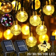 💡20/30/50/100 LED Crystal Ball Bubble Solar String Lights Outdoor Garden Raya Lampu Home Decor