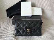 Chanel Classic Flap Wallet AP0232 黑金荔枝紋中夾