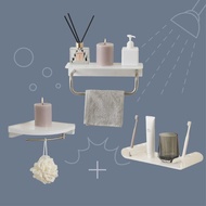 KTMAMA【水漾浴室三件組】毛巾架+角落架+牙刷架