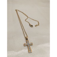 MATA Gold Eye Faceted Cross Pendant Necklace 2.3cm P35/16 - Titanium Cross Necklace - Cross Pendant 