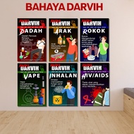 Poster Keceriaan Sekolah, Bahaya DARVIH, Merokok,Dadah,Arak,Inhalan,HIV , Poster PPDA 12 x 18 inci 💥