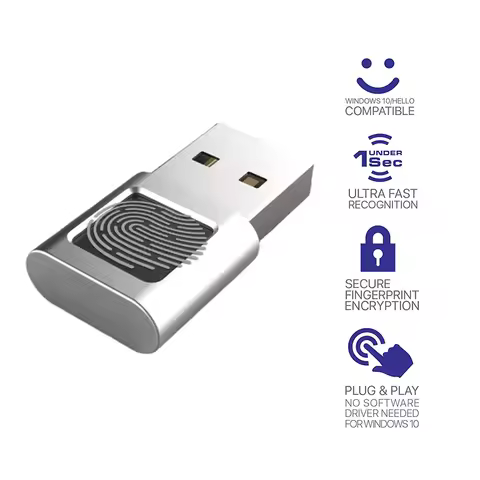 Zinc Alloy Material USB Fingerprint Reader Module Device Recognition For Windows 10 11 Hello Biometr