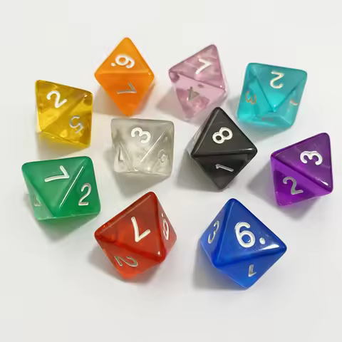 10Pcs D8 Acrylic 1-8 Number 8 Sided Polyhedral Digital Transparent Dice For DND Party Board Table Bo