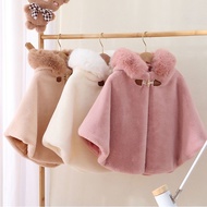 Baby Girl Cloak Winter Girls Jacket Faux Fur Princess Hooded Cape Fur Collar Baby Outerwear 2-7 Year