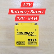 Premium ATV Battery MOTOBATT  | ATV Bateri | 12V-9AH | Gel Battery | For GY6 | Mikilon | Linhai | Ta