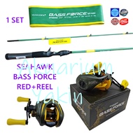 4077 COMBO SET SEAHAWK BASS FORCE BC FISHING ROD JORAN PANCING MURAH BC REEL