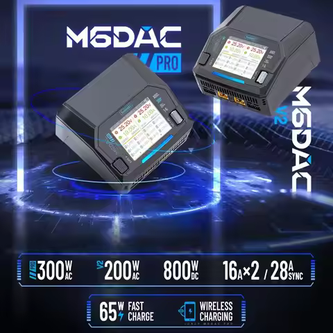 ToolkitRC M6DAC PRO or V2 Intelligent Charger Dual Channel AC 200W DC 800W 16A Lithium Battery 1S 2S