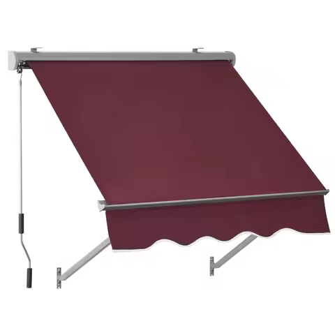 48-inch Patio Window Awning, Fully Assembled Manual Retractable Awning, 50 Inches X 55 Inches, Custo