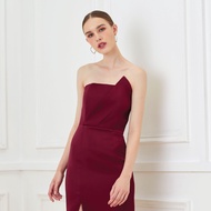 LALIT STUDIO Mori Dress Maroon เดรสเกาะอก สีแดง ชุดออกงานสีแดง ชุดออกงานกลางคืน ชุดออกงานแต่ง