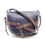 【二手】 LOEWE單肩包 Gate Bag 小號 A650T20X40 海軍藍/灰褐色皮革 Gate Bag 小號 女士二手 A