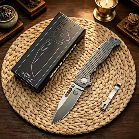 TRSKT DEMKO AD20 model, a high-quality folding knife, a portable pocket knife, CPM3V blade, titanium