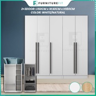 [COMBO] FurnitureFit 3+2 Door 5FT Wardrobe With Shelf | Almari 5 pintu 3 PINTU 2 PINTU | Almari 5 KA
