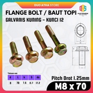 Flange M8x70Bolt M8x70 Flange Bolt/ M8x70 Galvanized Yellow Cap Bolt Key 12