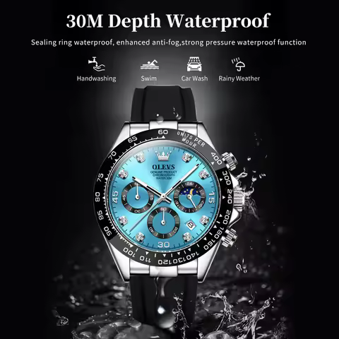OLEVS 2875 Men Watch Quartz Top Brand Waterproof Luminous Watch for Men Three Small Dial Sport Wrist
