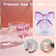 400ml Water Cup Pink Bow Design Glass Coffee Milk Cup INS Style Cup Suitable For Fruit Tea And W7T8