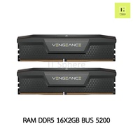 แรม DDR5 CORSAIR VENGEANCE 32GB Bus 5200 สีดำ (RAM DDR 5 32GB (2x16GB) DRAM 5200MHz : CMK32GX5M2B520