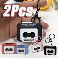 2Pcs Retro Sound Recorder Vintage Funny Creative Player Music Keyring Bag Pendants Back To Shcool Ke
