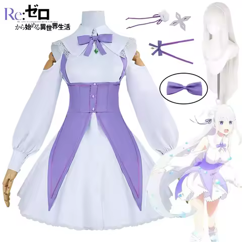 Emilia Cosplay Anime Re Life in A Different World From Zero Emilia Dress Cosplay Costume Wig Hallowe