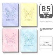 Thickened Large Size B5 Butterfly Notebook Spiral Binding Journal Style Student Notebook Simple Hori