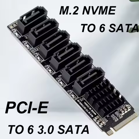 NVME to 6 SATA Expansion Card M.2 to SATA Adapter M2 Connector Internal SSD SATA3 Port Multiplier NG