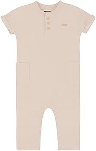 Baby Boys LVN SS Henley Coverall 6EK126 Pale Peach, 9 Months