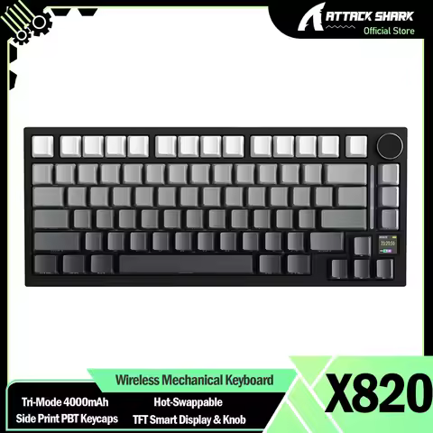ATTACK SHARK X820 75% Ultra Wireless Mechanical Keyboard with TFT Smart Display & Knob, Hot Swappabl